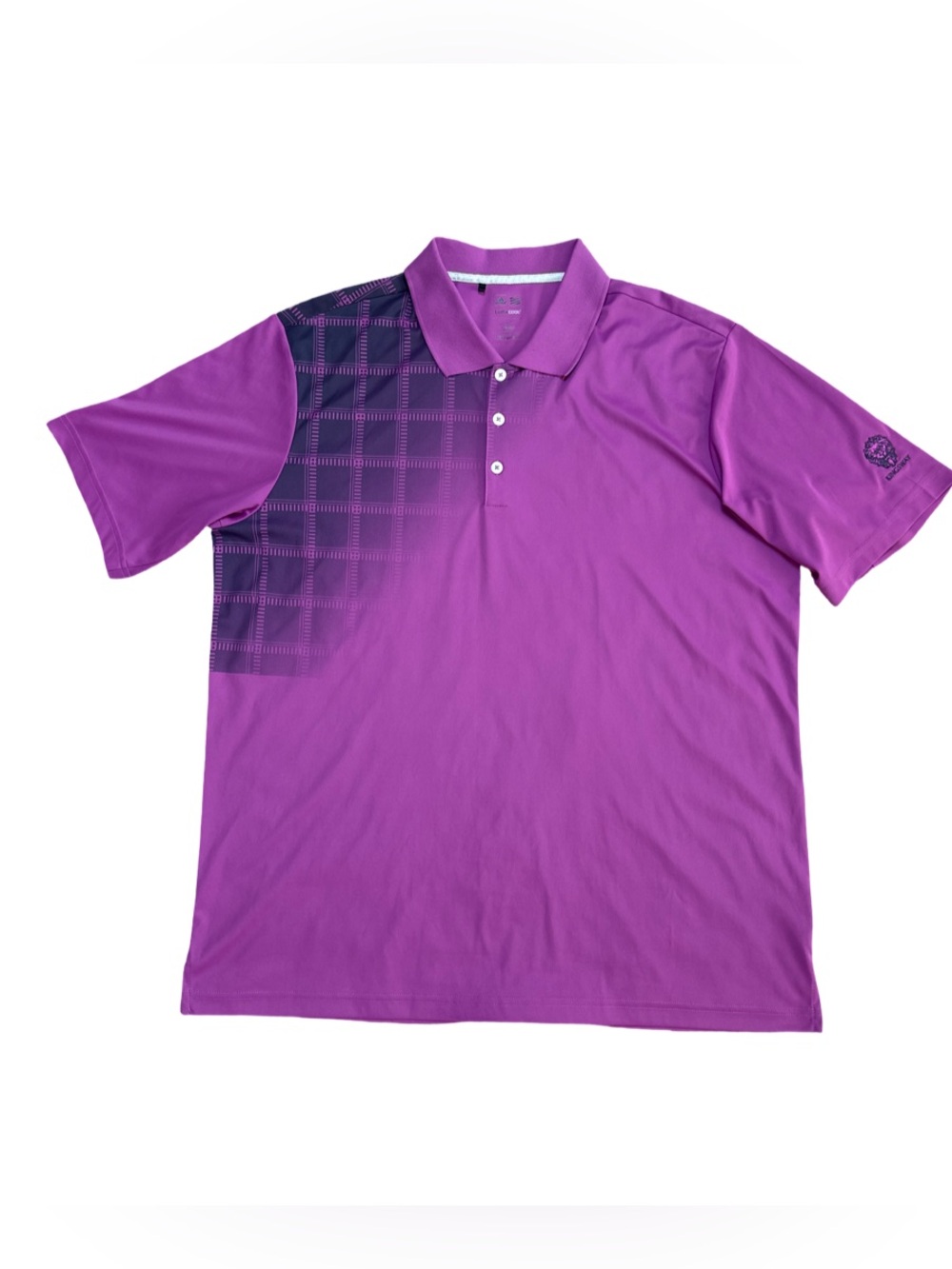 Adidas ClimaCool Golf Polo Shirt Mens XL Purple Plaid Geometric Graphic Kingsway